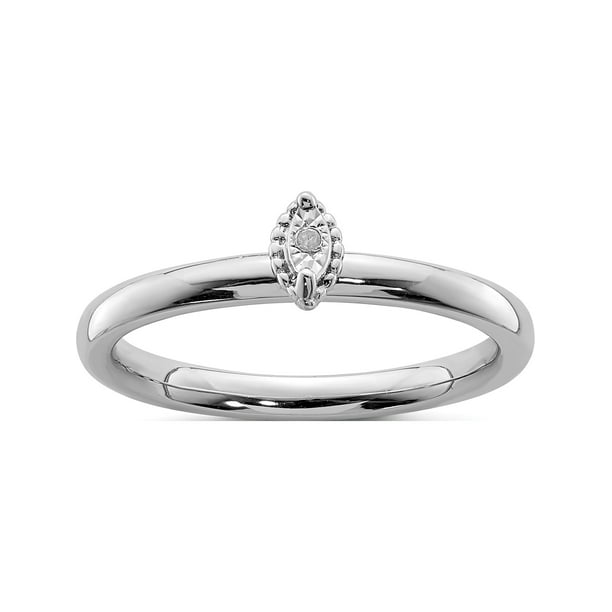 Diamond Heart Shape Band Ring S/love Fine Jewelry For Women Gift Set 925 Sterling Silver .01ct 